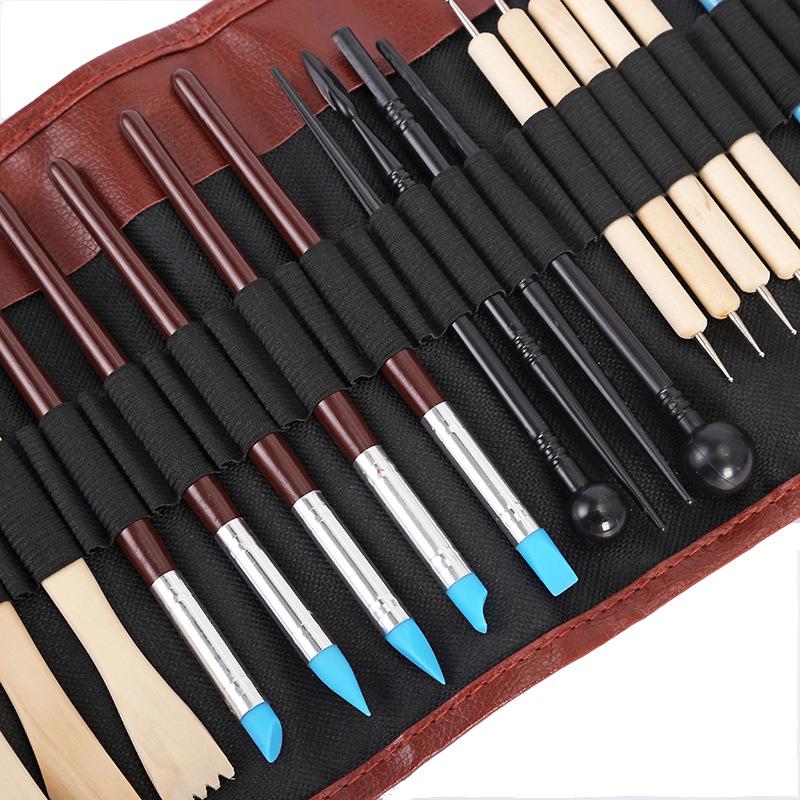 37-Piece Pottery Tool Set: Clay Sculpture, Carving Knives, Silicone Pens, Apron, and Stone for DIY Crafts