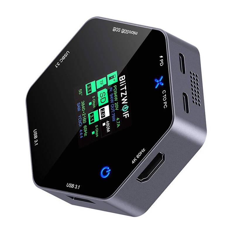 BlitzWolf BW-TH16 (USB-C, 8 Ports), Dockingstation + USB Hub, Schwarz - Bild 3