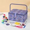 D&D Sewing Box, Sewing Kit, Large Capacity, Double Layer Storage, Sewing Accessory Storage Box 24*17.5*13cm (Large - Blue)