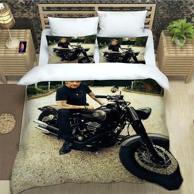 Rockstar Johnny Hallyday Bettwäsche-Sets Exquisites Bettwaren-Set Bettbezug Bettdecke Set Bettwäsche-Set Luxuriöses Geburtstagsgeschenk