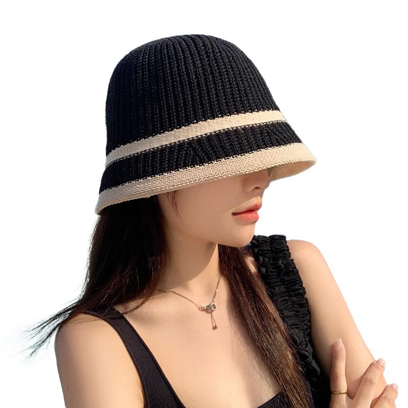 Hat Women's New Spring and Summer Thin Breathable Plain Bucket Hat Outdoor Seaside Face Covering Sunscreen Basin Hat Tide