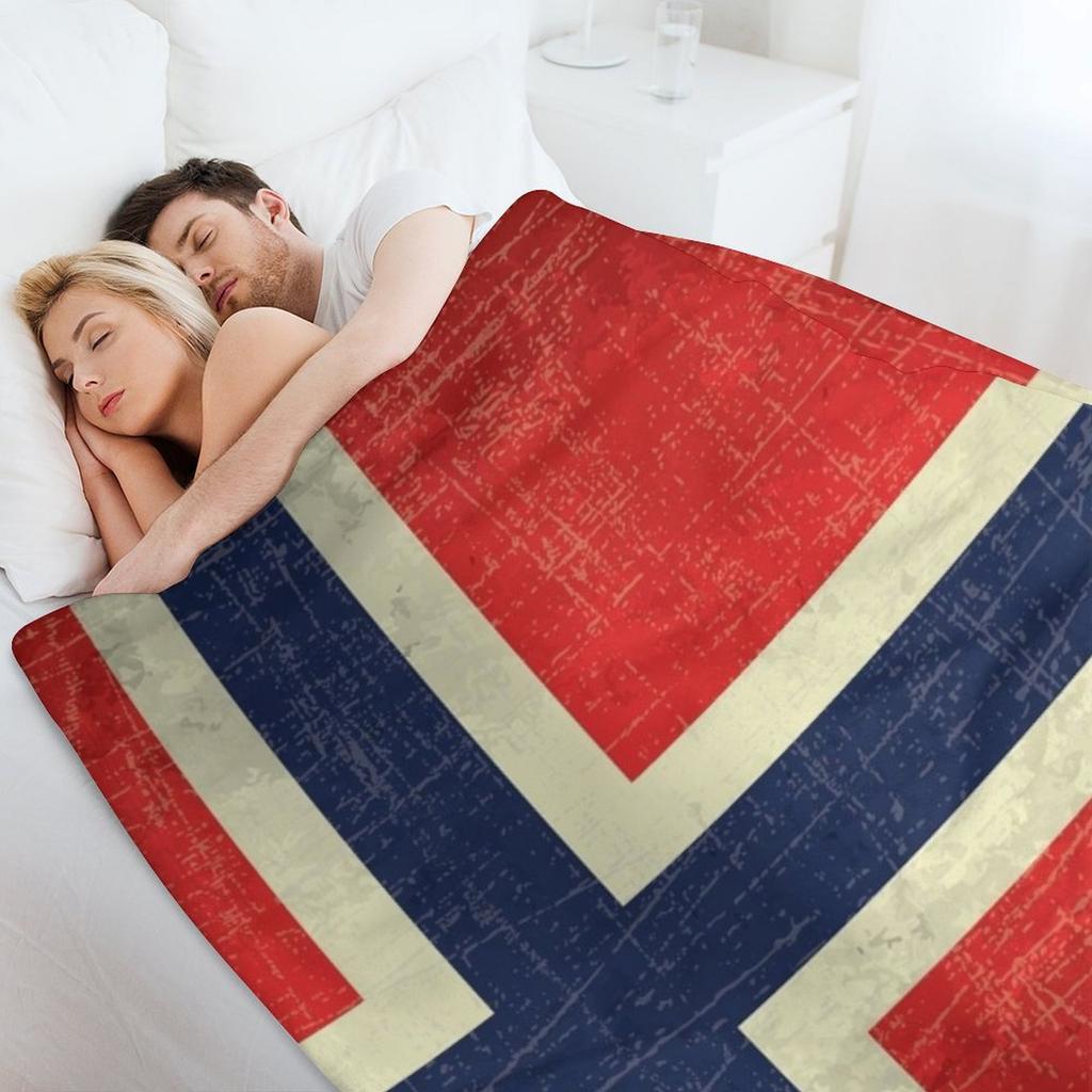 Vintage gealterte norwegische Flagge Überwurf Decken und Steppdecke Dünn für Sofa Decken