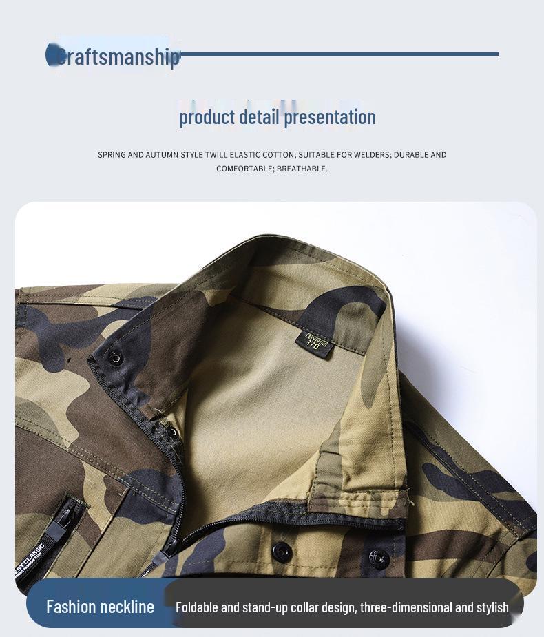 Unisex Camouflage Workwear Set: Durable, Heat-Resistant Cotton Thread for Outdoor, Welding, and Electrician Tasks