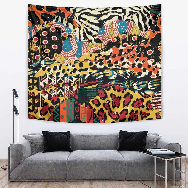 African Tribal Mixed Pattern Tapestry lt9 75x100