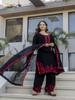 Black Embroidered Kurta Set for Women Ethnic Suit with Dupatta Party Wear