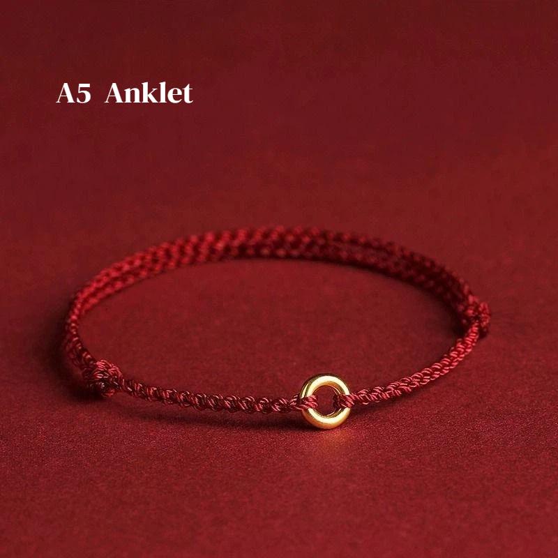Minimalist Hand Woven Red Rope Anklet 1Pcs Safety Buckle Bracelet for Beach Vacation Summer Wear Jewelry