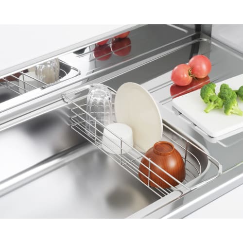 Yoshikawa Dish Drainer, Sink-side Dish Drainer, 12cm Wide x 47cm Deep x 8.3cm High, Made in Japan, Hi! Series, 1306224