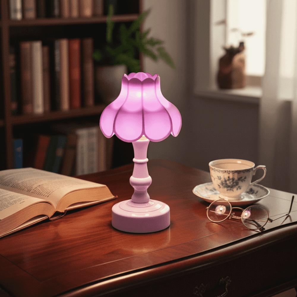 Dollhouse Miniature Flower Bud LED Table Lamps Simple Bedside Lamp Mini Night Light Home Decor