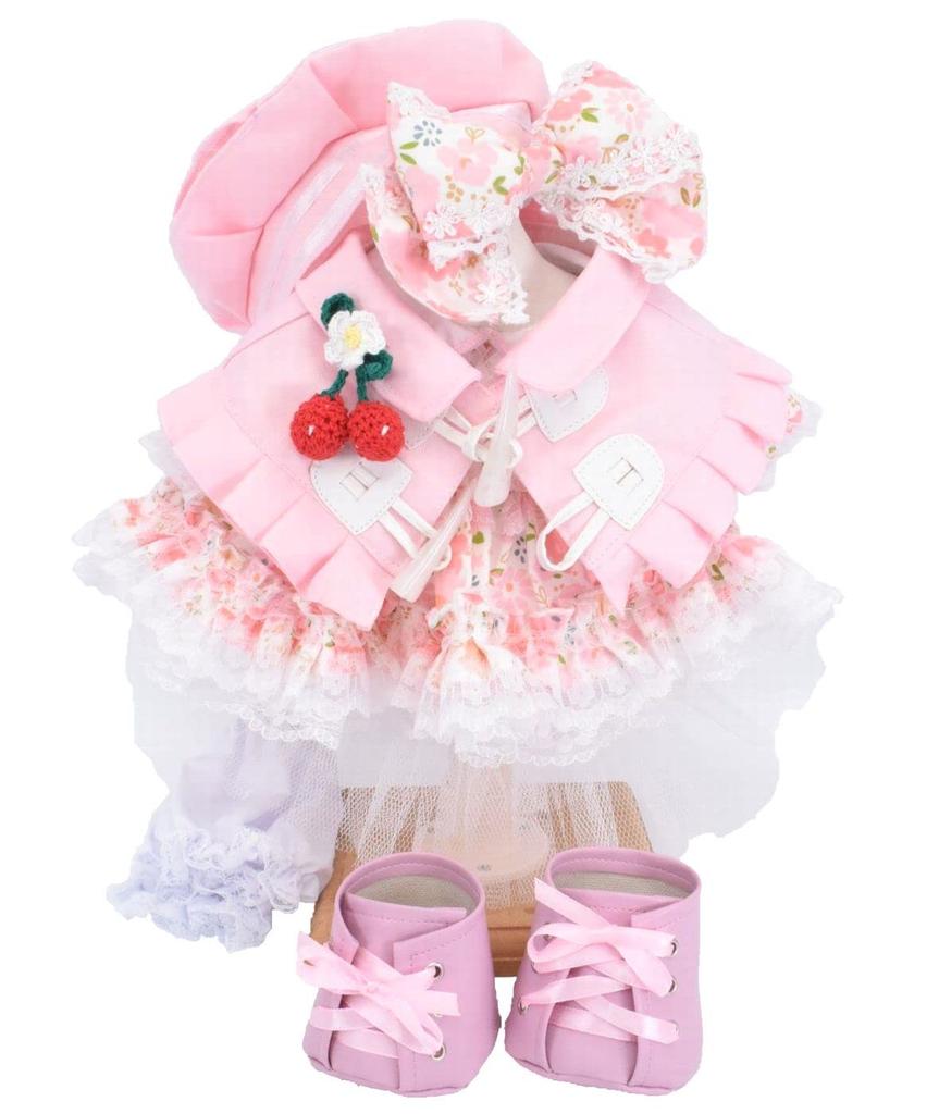 Teddy Bear Mail Order Alice Linabelle Dress-Up Costume with Duffle Cape and Floral Print Dress (Pink) (Size Small)