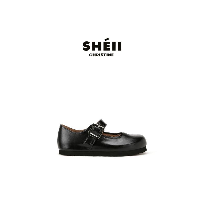 Sheepskin version~ 3.5cm inner height increase single shoes Velcro genuine leather Mary Jane shoes women