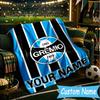 Custom Name Gremio Football Club Emblem Flannel Blanket, Use for Birthday/Holiday Gift, Soft Blanket for Sofa/Bed/Camping/Office, Home Decor