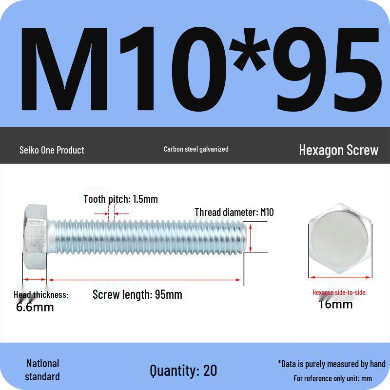 8.8 Grade Galvanized Hex Head Bolt, High-Strength M4-M30