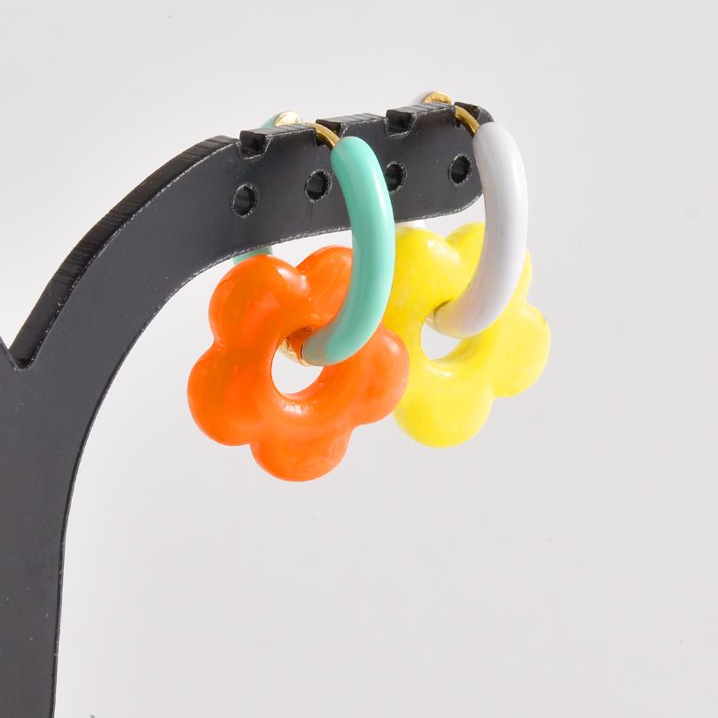1Pair Dopamine Enamel Sweet Heart Cute Bee Flower Girl Aesthetic Aretes Funny Food Cake Gothic Star Hoop Earrings Jewelry