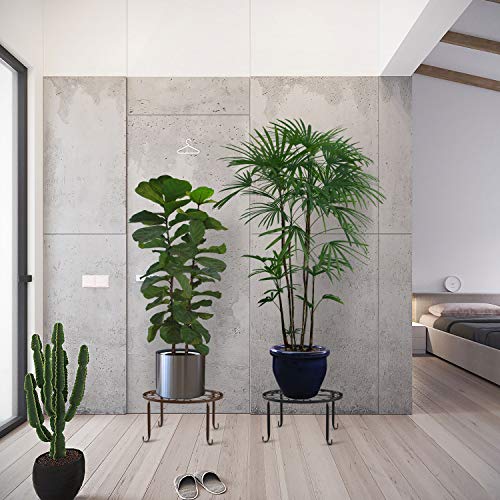 Lewondr Flower Stand, Iron Planter Rack with Cat Legs, for Houseplants, Gardening, and Plant Pots, 100lb Weight Capacity, Rattan Style, Suitable for I