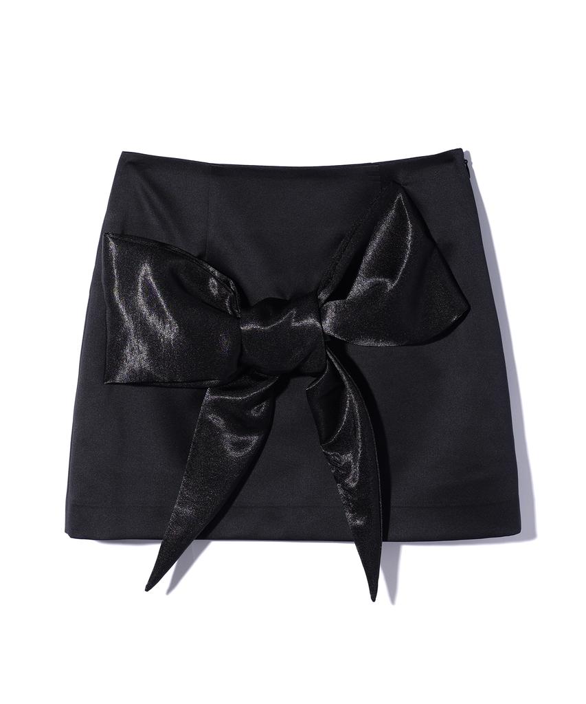 YOUHEE Trimming Ribbon Mini Skirt Black