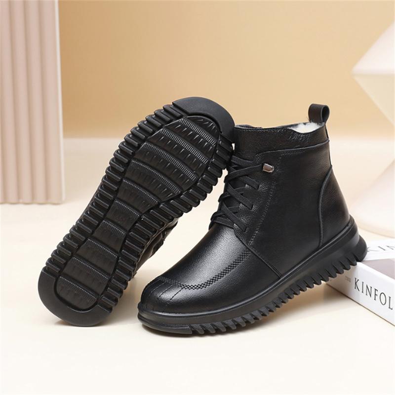 Winter Shoes New Women Boots Genuine Leather Wedge Heels Non-slip Winter Women's Shoes Mother Warm Boots Famale Snow Boots