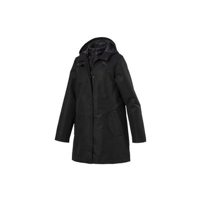 Solid Color Warm Removable Lining Hooded Down Jacket Women Outerwear Black 592430-01