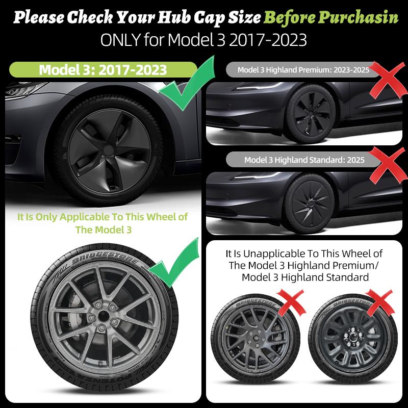 4PCS Wheel Cover Design For TESLA Model 3 2017-2023 18 Inch Wheel Cover Hubcaps Cap Only For Model 3 Wheel Cover Accessories