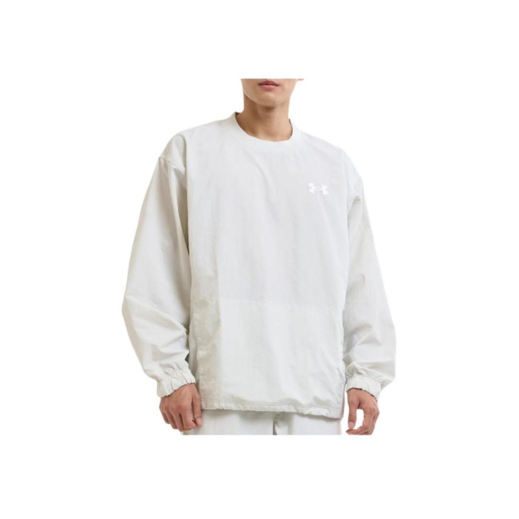 Under Armour Letter Print Woven Crewneck Training Retro American Sweatshirt Men sweatshirt Clay-White 1387996-114
