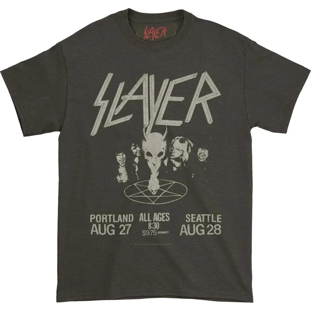 2024 Summer Fashion Men Print Slayer T Shirt O Neck Short Sleeve Band Casual T-shirt Oversize Loose American Street T-Shirt