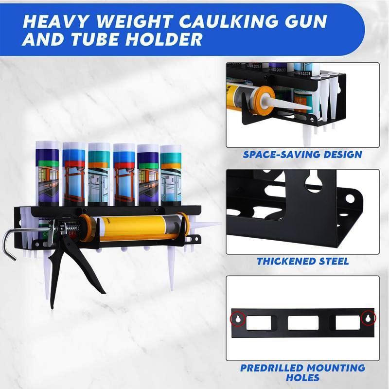 Caulk Tube Holder Metal Grease Tube Rack Wall Mounted Sealant Organizer Hand Caulking Tube Rack Caulking Tool Organizer