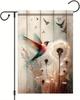 Hummingbird Garden Ag 12x18 Inch Double-Sided Rustic Dandelion Yard Banner Spring Garden Ag Summer Seasonal Yard Ag Ou SSL
