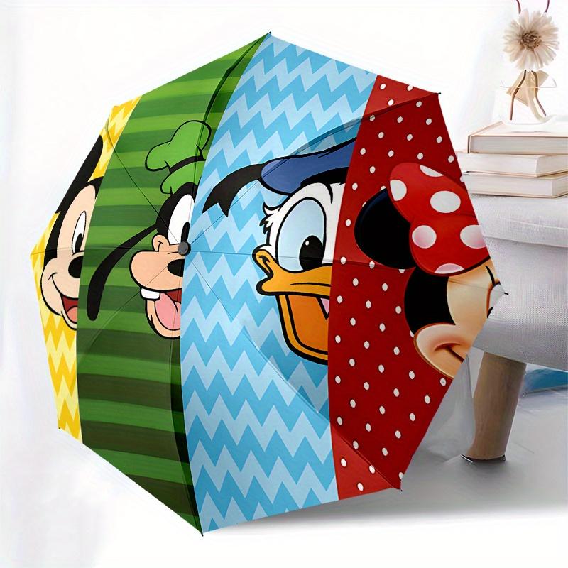 Mickey Mouse, Minnie Mouse Automatic Opening and Closing Umbrella, Compact Travel Umbrella, Lightweight and Portable, Suitable for Beach Com