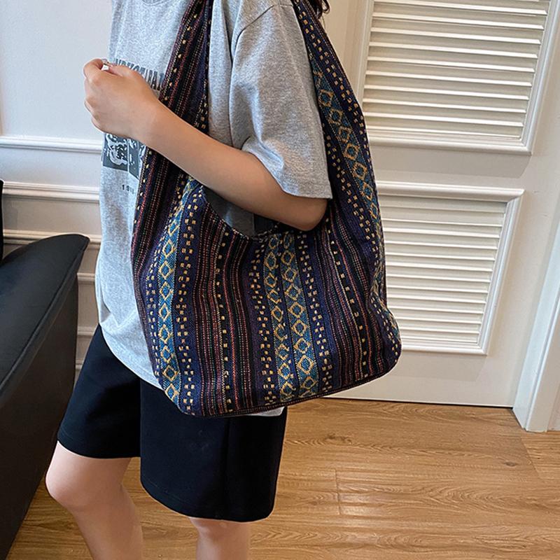 Vintage Printed Women's Shoulder Crossbody Bag New Popular Large Capacity Minimalist Contrast Color Tote Bag