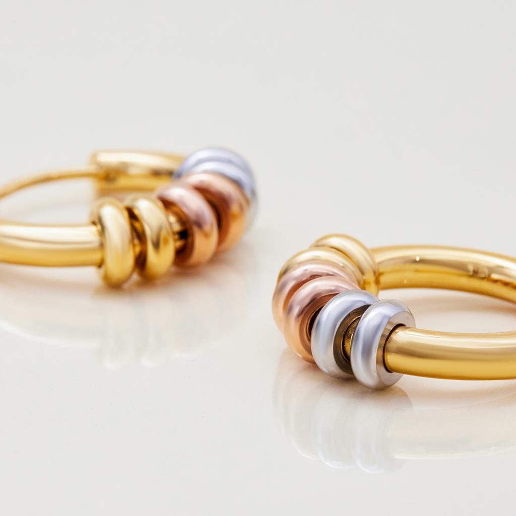 Youthway Minimalist Gold Color Plated Stainless Steel Earrings Colorblocked Round Earrings Everyday Commuter Accessories