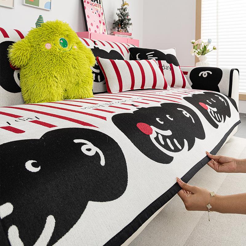 Cartoon Sofa Cushion Universal In All Seasons  New Dopamine One-Piece Cover Cloth Straight Row Leather Sofa Seat Cushion Non-Slip