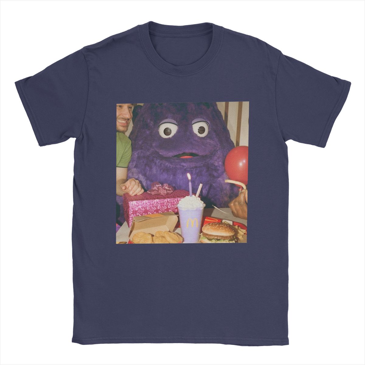 

Creepiest Grimace Birthday Men s T Shirt Casual Tees Short Sleeve Round Neck T-Shirt Pure Cotton Printing Tops 4XL
