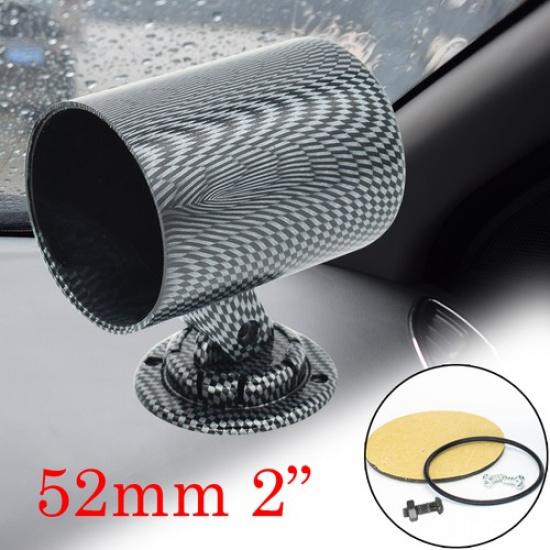 Universal 52mm 2  Single Gauge Meter Pod Holder Mount Dashboard Carbon Fiber