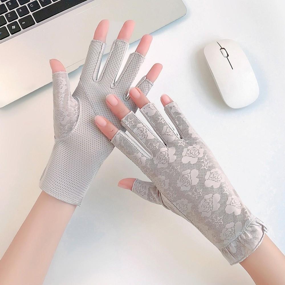 Non-slip Exposed Finger Gloves Thin Half-finger Gloves New Sun Protection Gloves  Women