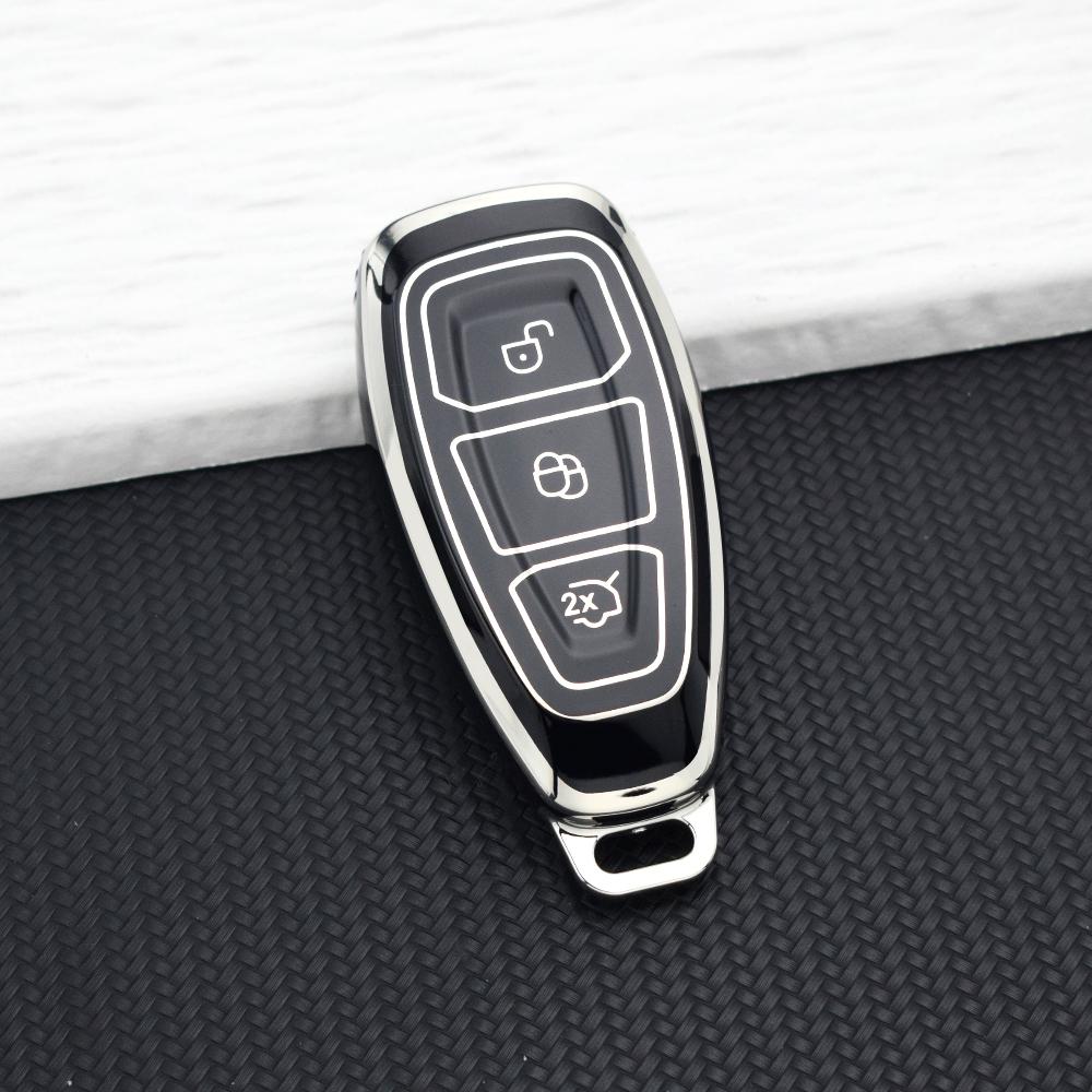 

Car Key Case Cover for Ford Focus 3 4 ST MK3 MK4 Fiesta Kuga Mondeo C-Max Titanium 3 Buttons Silvery Key Bag Fob KeyChain Holder