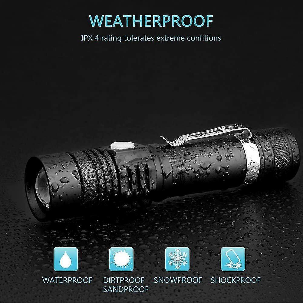Led Flashlight, Usb Rechargeable Flashlights, Led Flashlight Extremely Bright 2PCS