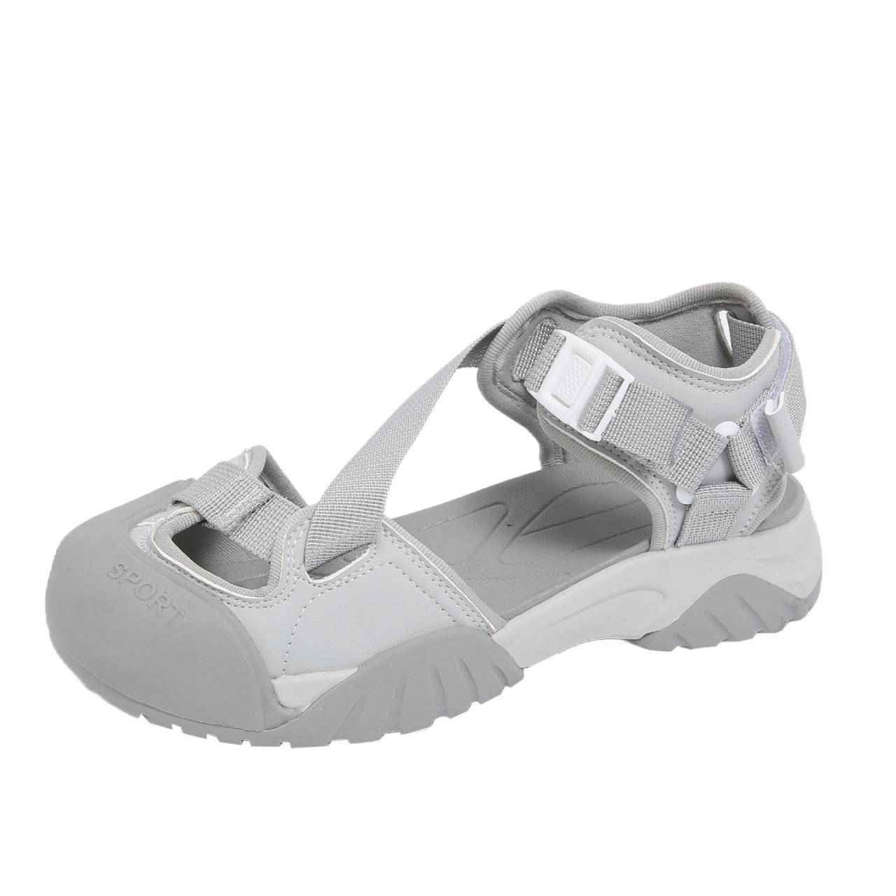 

2025 summer hollow ugly cute Mary Jane dad shoes women s 4CM platform strap Roman bag head sports sandals 35 сірий колір