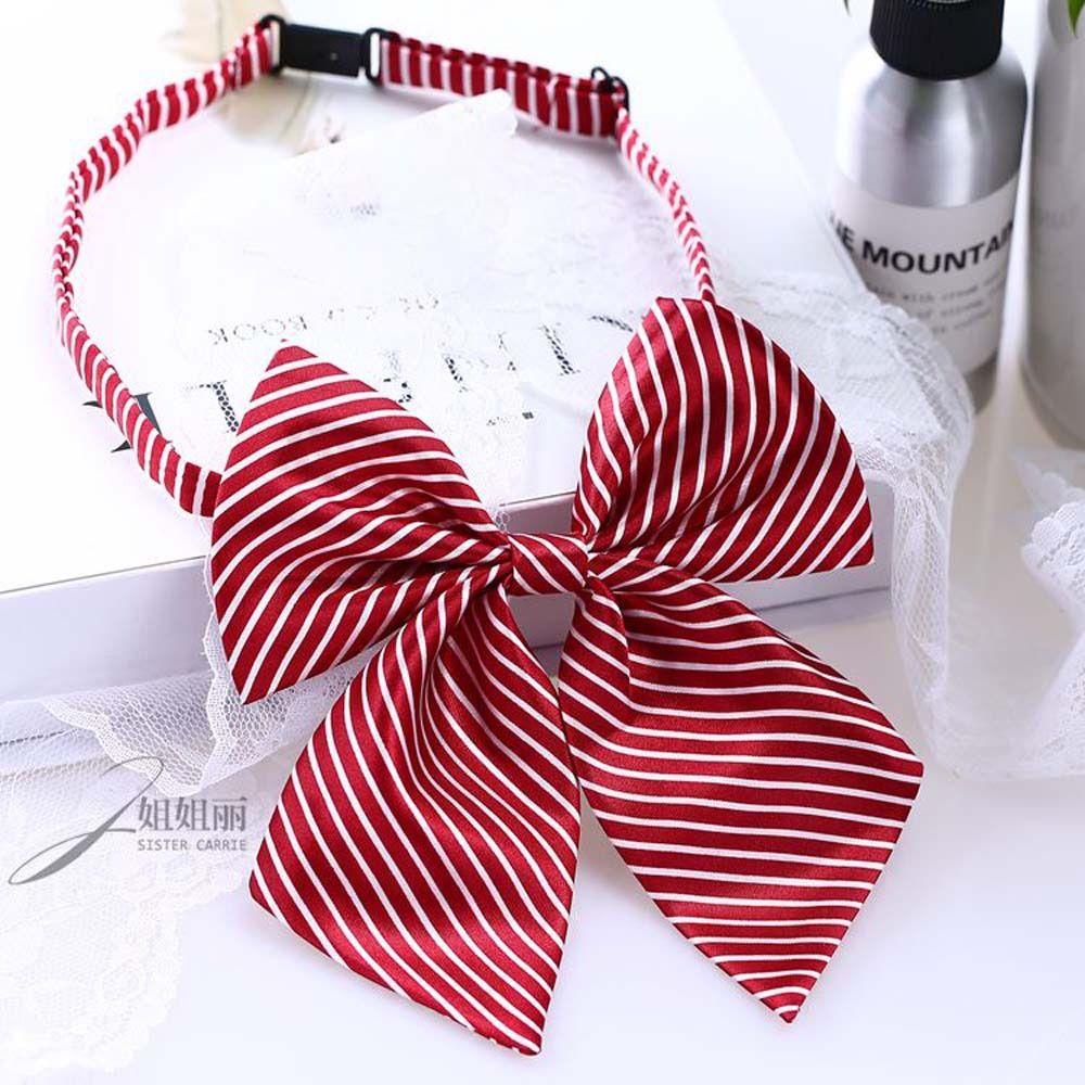 Korean Style Bowknot Neckties Stripe School Students Neckties Sweet JK Uniform Bow Ties Hotel