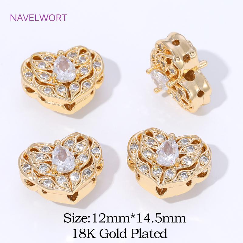 

18K Gold Plated Heart Shape Spacer Beads For Bracelet Making,Separators For Beads,DIY Beading Accessories,Supplies For Jewelry 1 Piece