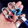 Men's Keychain Hook Stainless Steel Buckle Outdoor Carabiner Climbing Tool Double Ring Fishing Hook Key Ring Car Accessories