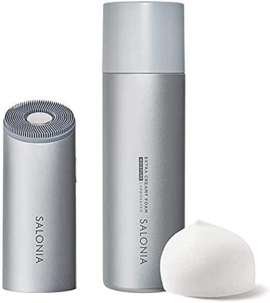 

SALONIA Facial Cleansing Brush [Set] Ion Facial Brush & Extra Creamy Foam Facial Cleansing Pores Blackpoint Dullness Warming SAL21202SL
