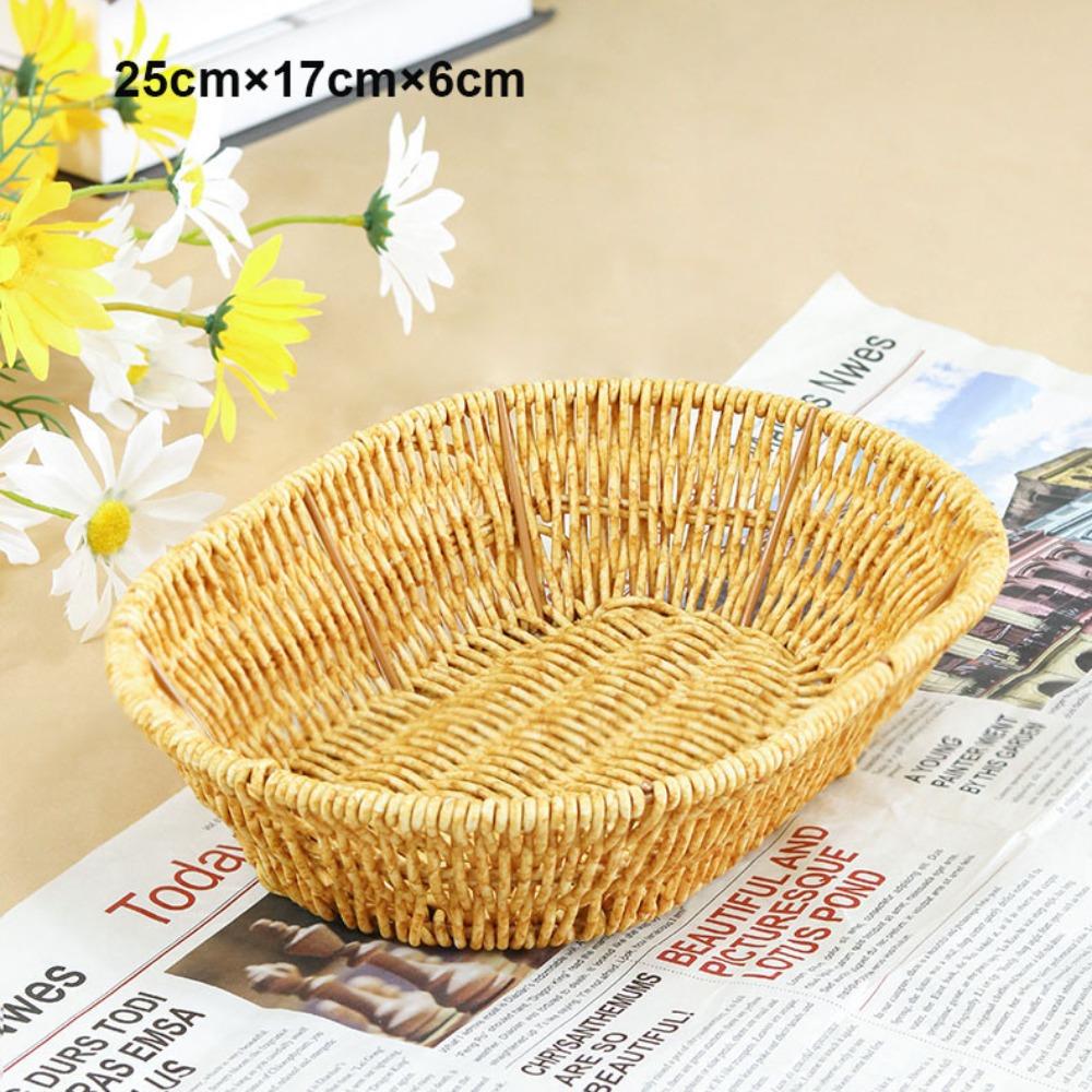 Household Rattan Woven Serving Baskets Cake Dim Sum Tray  Restaurant Serving Tabletop Display