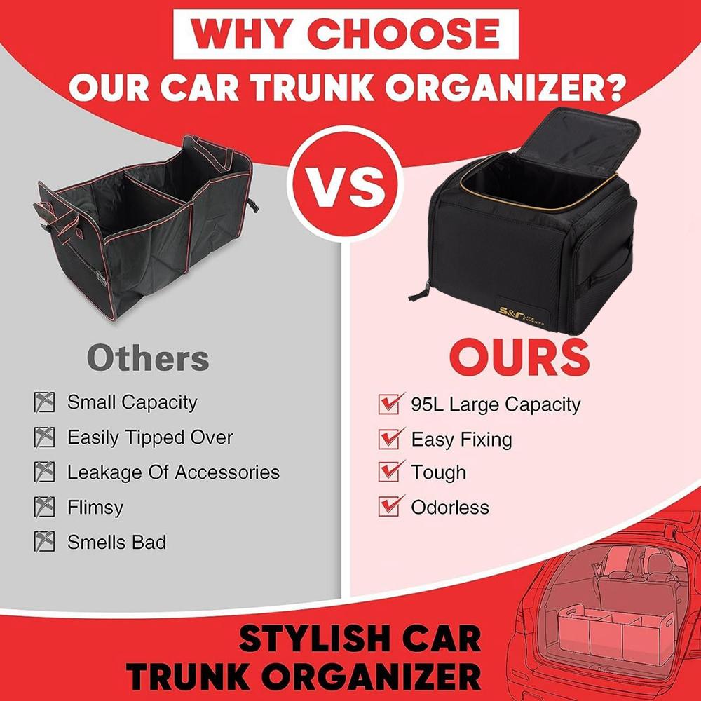 30L Car Storage Bag Trunk Bag Large Capacity Vehicle Rear Boot Multi-use Tools Food Drinks Tidy Organizer Box Oxford Cloth Case