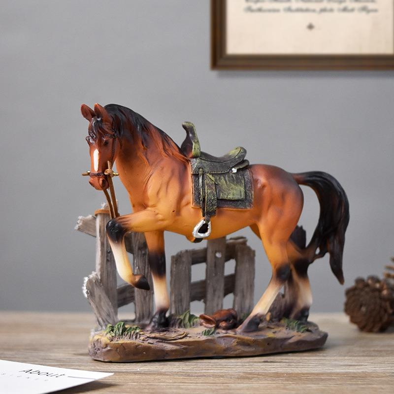 Figurine Collectible Horse Ornament Tabletop Decoration Sculpture for Furniture Desk Bookcase Office Home Decor