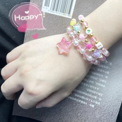 3 Teile/satz Armband Party Armbänder Stern Brief Candy Farbe Perlen Kinder Kinder Perlen Armbänder Für Mädchen Geschenk