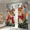 Set Of 2 Jit Cute Deer Print Curtain Christmas Window Decor Home Blackout With Rod Pocket Polyester