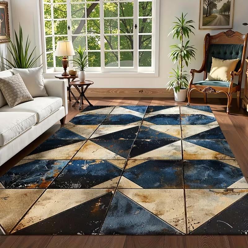

Geometric Color Blocked Floor Mat Retro Style Floor Mat Matting Living Room Living Room Carpet Bedroom Carpet Decorative Carpet 40X60cm