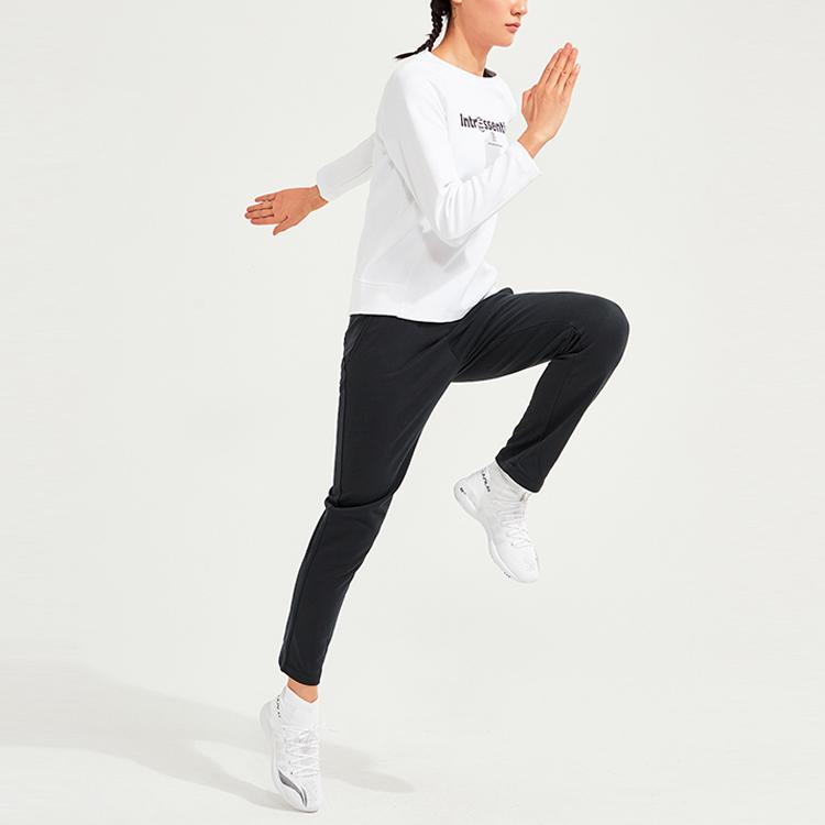 Li Ning Training Series Solid Color Fleece Sports Pants Women Pants Black AKLP456-2