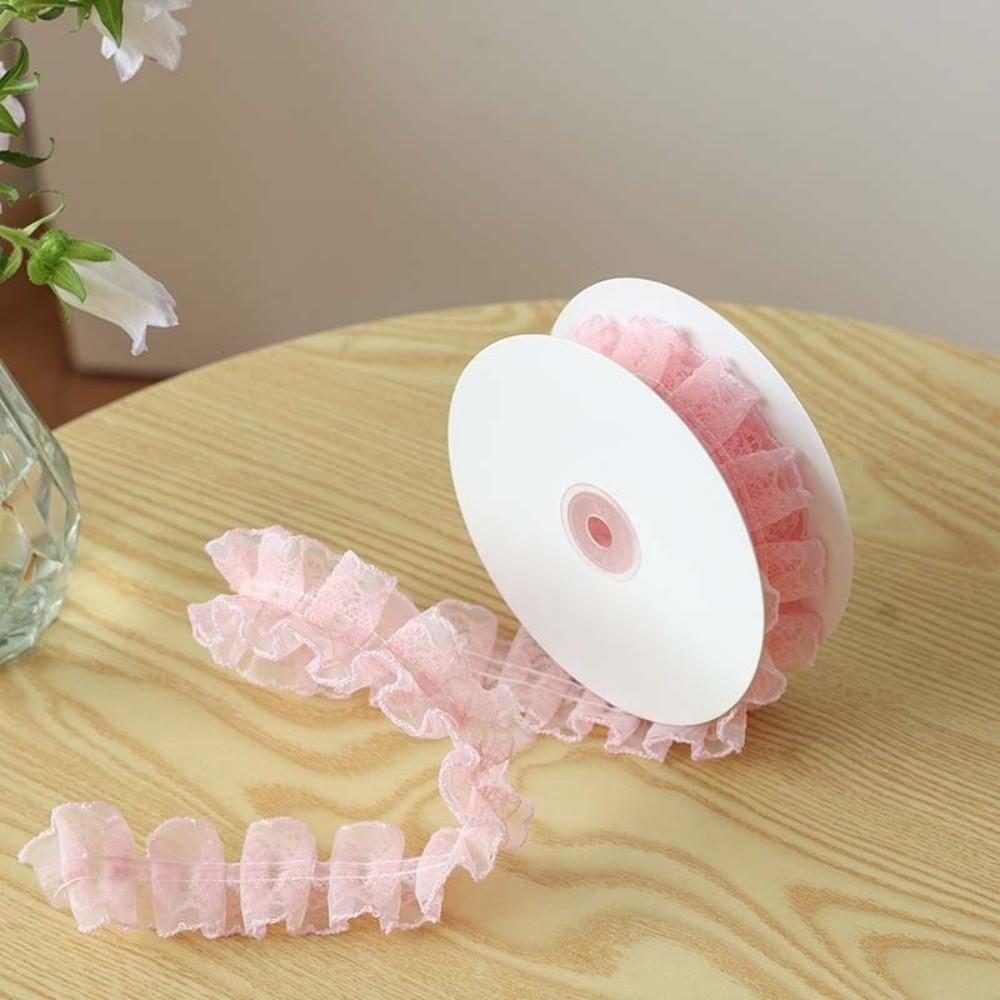 4cm Width Ruffled Lace Ribbon Double-Layer Ballet Lace Ribbon Elegant Satin Lace Trim  Sewing Craft