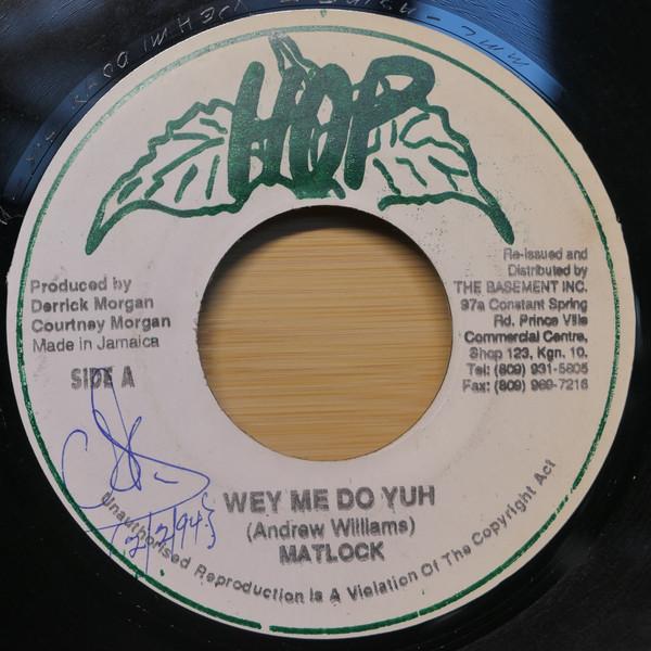 

7-дюймовый коврик для пластинок MATLOCK Wey Me Do Yuh NONE Hop Records Ямайка Регги Ска Даб Б/у