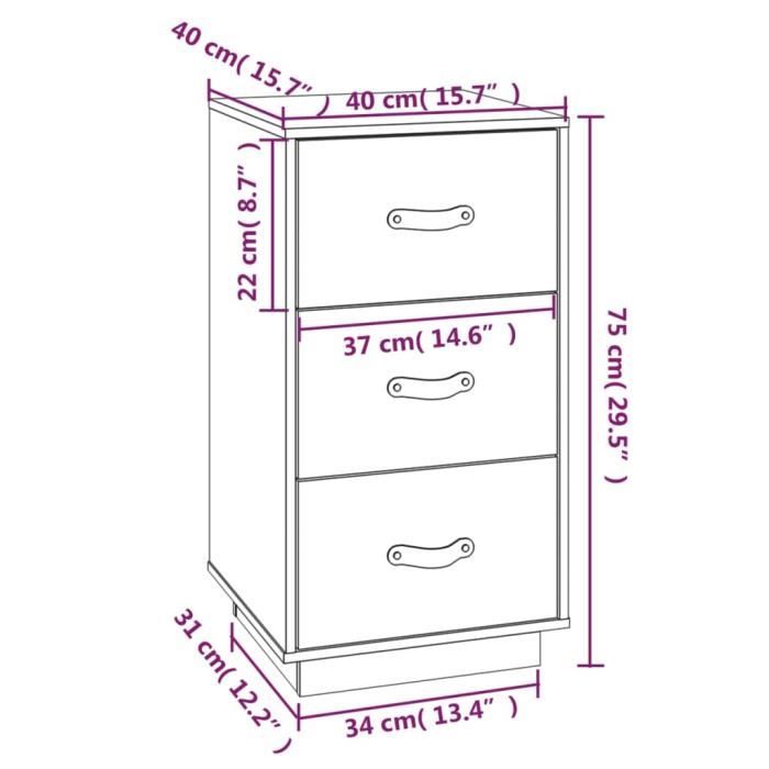 VidaXL Table de chevet Marron miel 40x40x75 cm Bois de pin solide818341